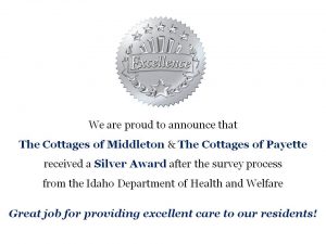 The Cottages Assisted Living and Memory Care Idaho state silver award