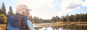 A senior adult fishing in Idaho. Still enjoying activities he was used to outside of assisted living.